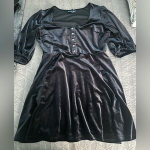 Black velvet mini dress